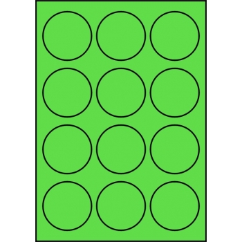 Etykiety A4 kolorowe Kółka Fi 60 mm – zielone